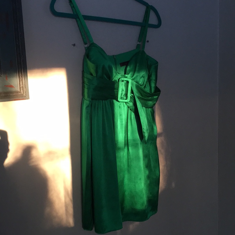 Green Silk Belted Top